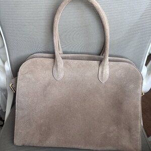 Elegant Taupe Suede Satchel